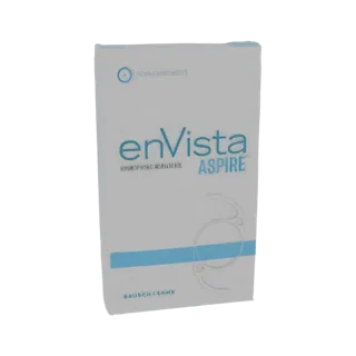 3D модель гидрофобной акриловой интраокулярной линзы (ИОЛ) enVista ASPIRE на белом фоне.