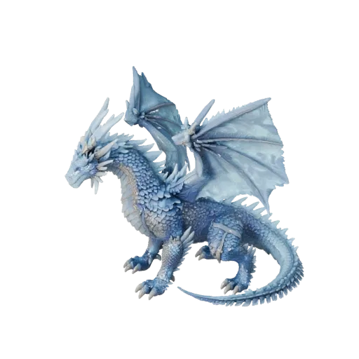 3D модель Crystal Dragon, вид сбоку в игровом ракурсе, готовый к использованию в Unity ассет животного с магическими перехода