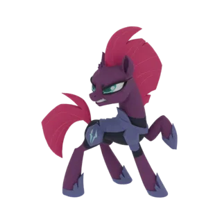 3D model of Stormy Weather pony from My Little Pony, wearing armor and looking fierce.