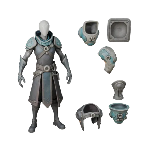 3D персонаж Sci Fi Mage, вид из вьюпорта движка, готовый к использованию в Unreal Engine ассет в стоячей позе с PBR
