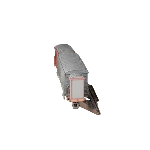 3D-модель грузового поезда, вид в студии в три четверти, готовый к анимации актив транспортного средства с готовым к рельсам