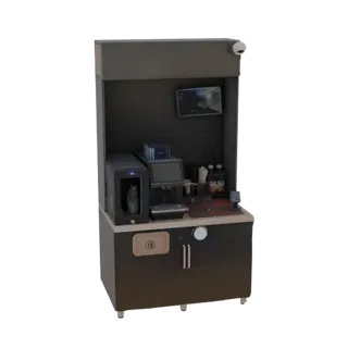 3D-модель компактной станции для 3D-печати и сканирования с монитором, камерой и местом для хранения.
