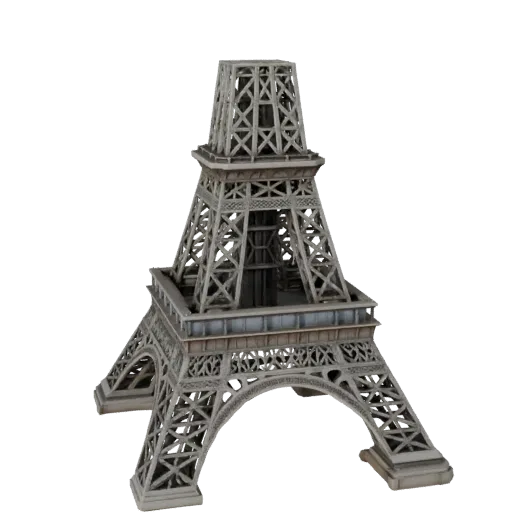 Готовая к использованию в Unity 3D модель Эйфелевой башни, окно просмотра Unity, показывающее материалы структуры достопримеч
