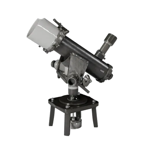 Реалистичная 3D модель монтировки для обсерватории в классе, трехчетвертной студийный рендер, показывающий металлические труб