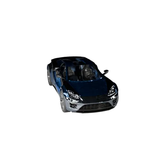 3D модель автомобиля, вид в игровом окне три четверти, готовый к использованию в Unity актив транспортного средства с линиями