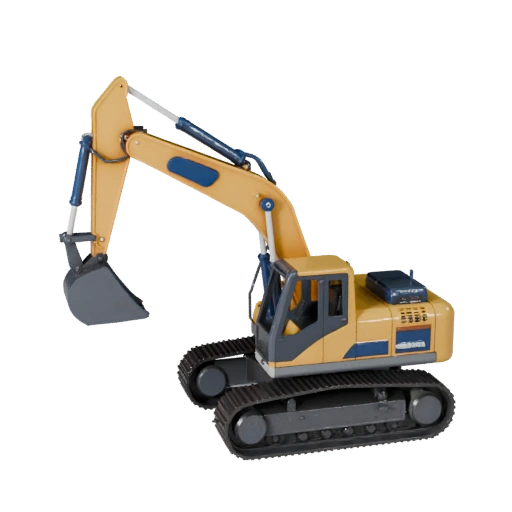 Мультяшный экскаватор 3D-модель для стилизованных игр, PBR-ресурс