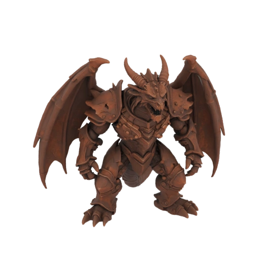 Фэнтези бронированный дракон босс миниатюра STL - Поза сокрушения