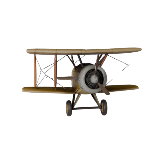 Винтажный биплан 3D модель для Blender и игр - Реалистичный