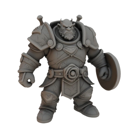 Фэнтези гном воин миниатюра STL - Оборонительная