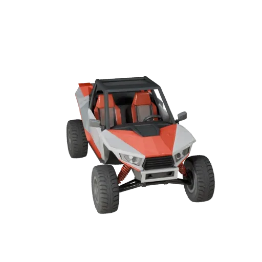 Низкополигональная 3D-модель Desert Rally Buggy, вид из игрового окна в три четверти, низкополигональный актив транспортного