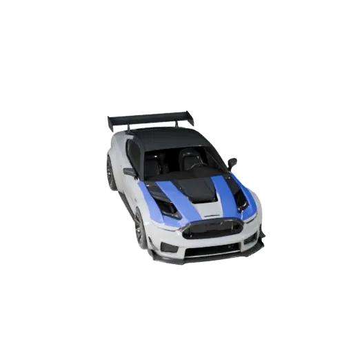 3D модель гоночного автомобиля, вид из игрового окна в три четверти, готовый к использованию в Unity ассет транспортного сред