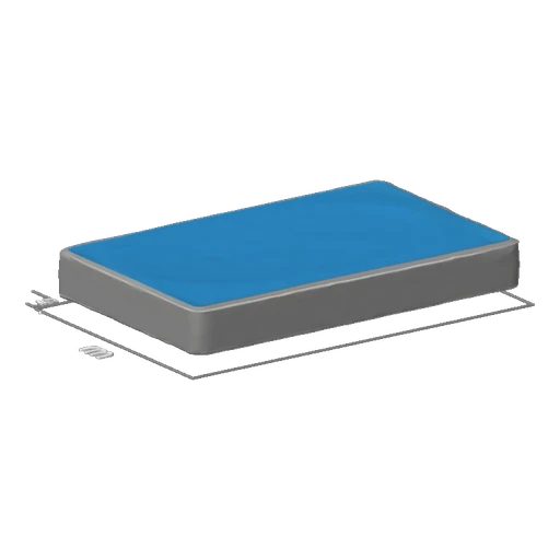 3D модель прямоугольной платформы размером 25x25 мм с гранями высотой 3, 5, 6 и 8 мм, вид сбоку