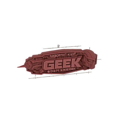 Рендер 3D модели футуристичного лазерного гравера GEEK с детализированными механическими элементами и заметным логотипом.