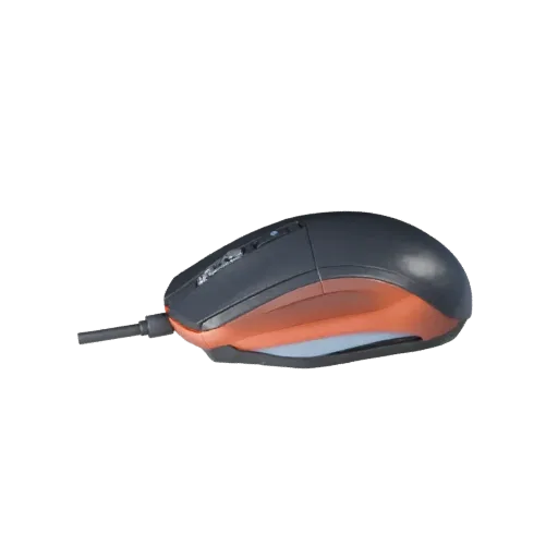Высокополигональная 3D модель Minimal Mouse, крупный план студийного рендера, показывающий пластиковые корпуса, настольный ма