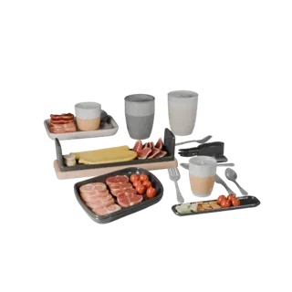 3D-модель доски для пикника и закусок для визуализации продуктов, трехчетвертной студийный рендер продукта, показывающий кера