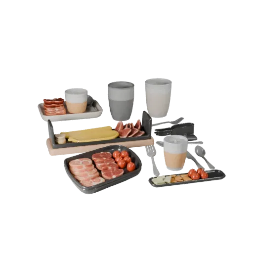 3D-модель доски для пикника и закусок для визуализации продуктов, трехчетвертной студийный рендер продукта, показывающий кера