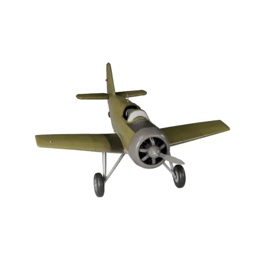 3D-модель винтажного истребителя, трехчетвертной игровой видовой экран, готовый для Unreal Engine ресурс транспортного средст