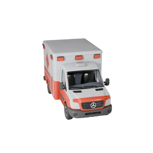 3D модель скорой помощи для Unity - Низкополигональный игровой ассет (Legacy)