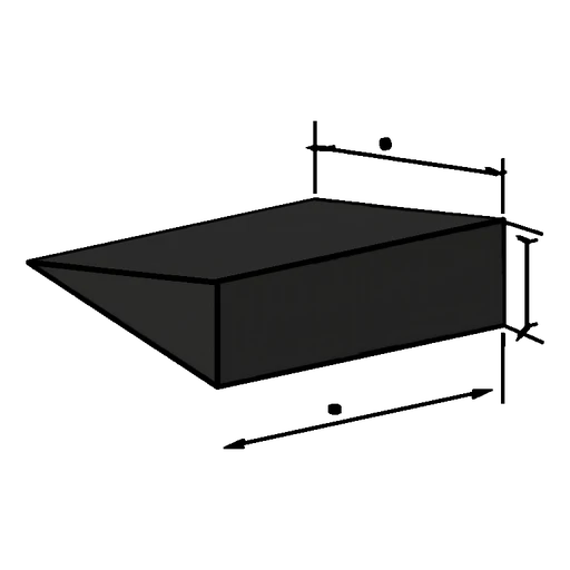 3D рендер наклоненной прямоугольной призмы с угловым основанием на черном фоне.