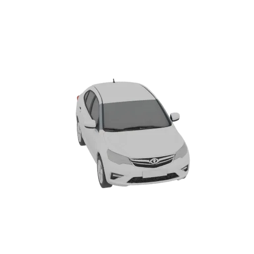 3D модель белого седана SsangYong Actyon 2 поколения (2011), вид спереди сверху
