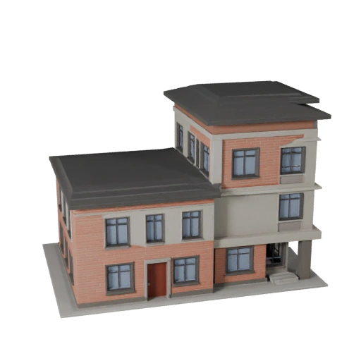 Низкополигональная модель дома ранчо для игр в реальном времени и VR