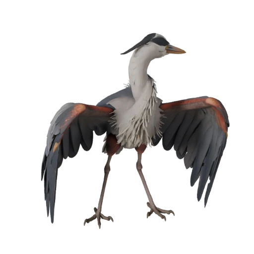 Реалистичная цапля 3D модель - rigged PBR ассет для игр | Royalty-Free