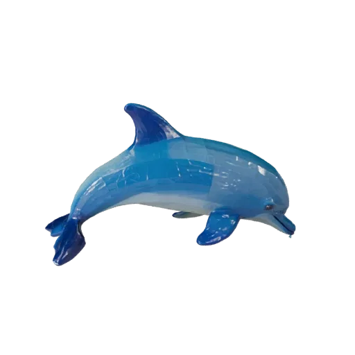 Низкополигональная 3D-модель дельфина, вид сбоку игровой камеры, низкополигональный ассет животного с мембранами плавников, с