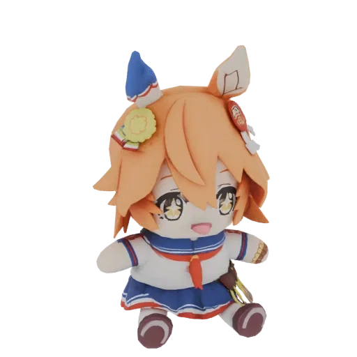 3D-модель плюшевой сумочки Матиканетаннхойзер из Uma Musume Pretty Derby с рыжими волосами, костюмом морячки и милыми аксессу