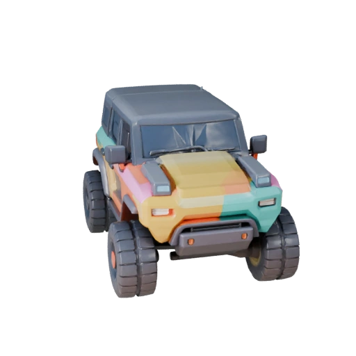 Мультяшный роскошный внедорожник 3D модель для стилизованных игр, PBR ресурс
