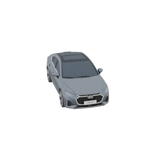 3D модель серого автомобиля Jaecoo J7, вид спереди сверху, на белом фоне