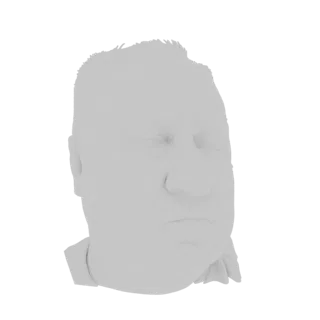 3D-рендер реалистичной мужской головы с нейтральным выражением лица и детализированными чертами.