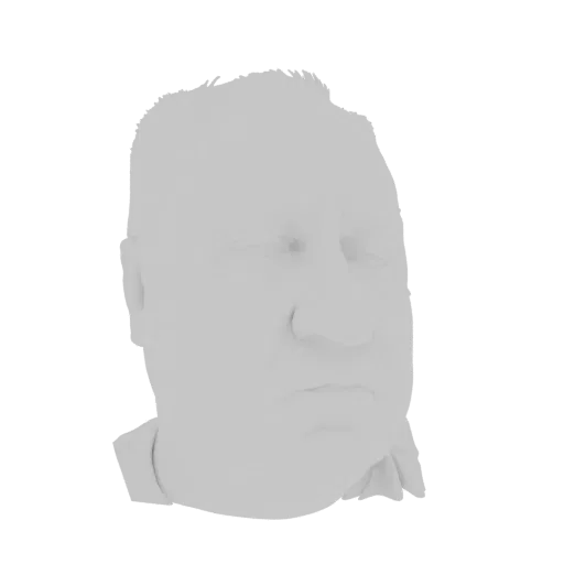 3D-рендер реалистичной мужской головы с нейтральным выражением лица и детализированными чертами.