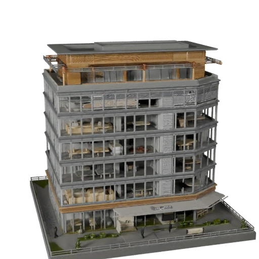 Печатная модель офисного здания коворкинга STL 3D - Масштабный актив