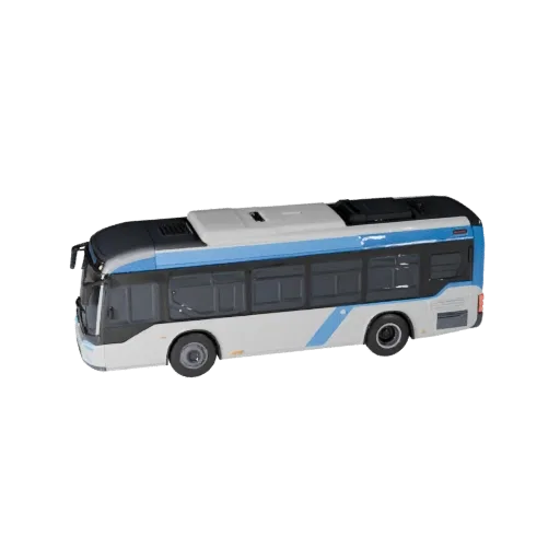 Готовый к игре футуристический автобус, 3D-модель, вид в три четверти в студии, готовый к производству ассет транспортного ср