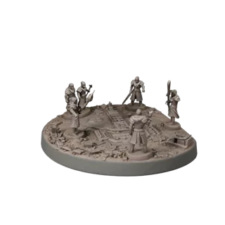 Превью коллекционной 3D-модели миниатюры подземелья, показывающее слоистые детали, студийный вид крупным планом