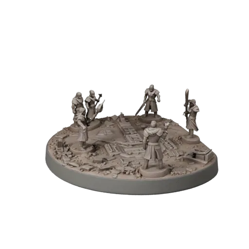 Превью коллекционной 3D-модели миниатюры подземелья, показывающее слоистые детали, студийный вид крупным планом