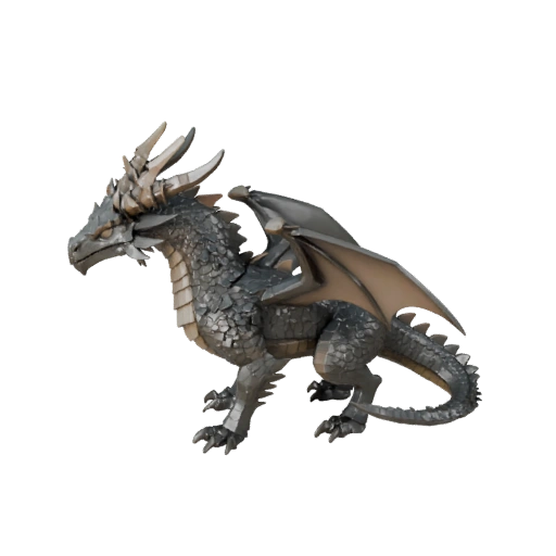 Низкополигональный костяной дракон 3D модель - Игровой ассет для Unity с FBX | PBR