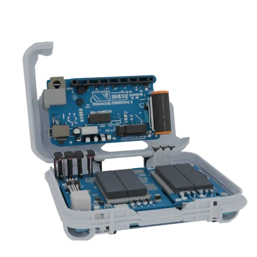 3D модель корпуса для Arduino Nano, аккумулятора 18650 и двух плат SIM800L, открытый кейс
