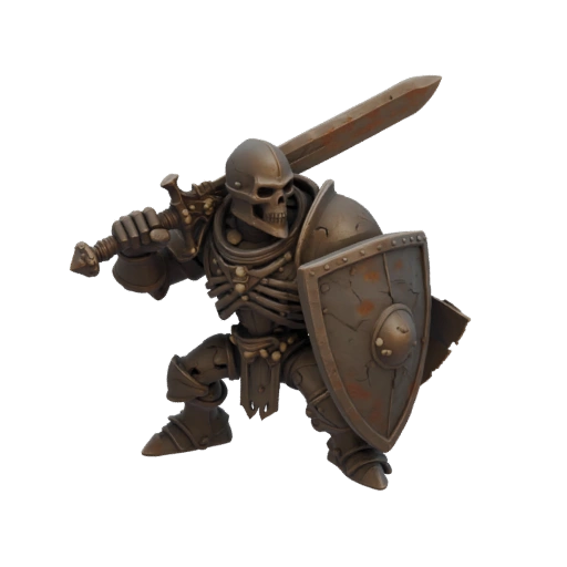 Миниатюра воина-скелета в стиле темного фэнтези STL