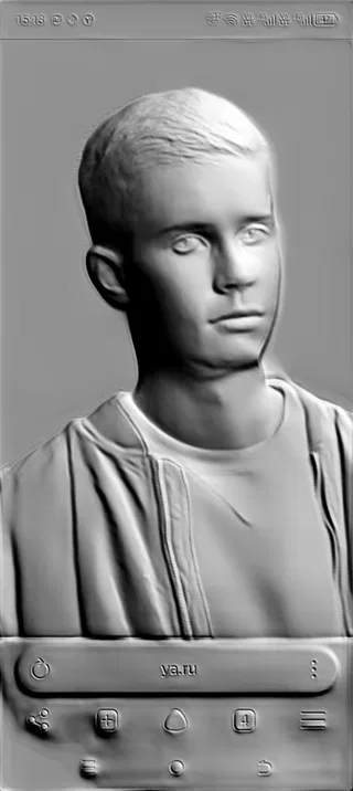 3D модель барельефа молодого человека в куртке, вид спереди