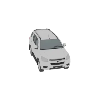3D-модель белого внедорожника, вид спереди справа под небольшим углом, на белом фоне.