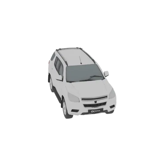 3D-модель белого внедорожника, вид спереди справа под небольшим углом, на белом фоне.