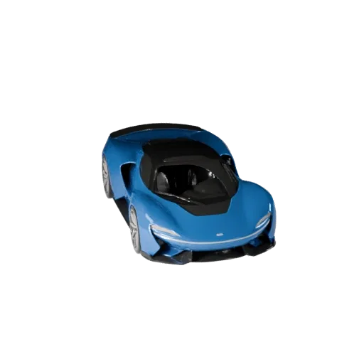 3D модель Hypercar, вид в игровом окне в три четверти, готовый к использованию в Unity ассет транспортного средства с линиями