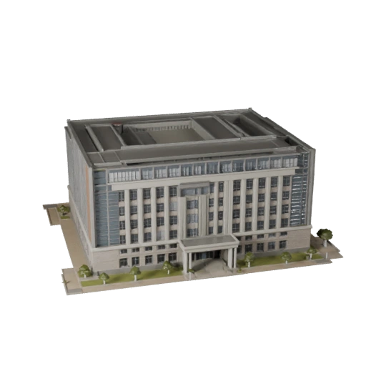 نموذج ثلاثي الأبعاد لمبنى مكتبة - أصل واقعي للتصور المعماري