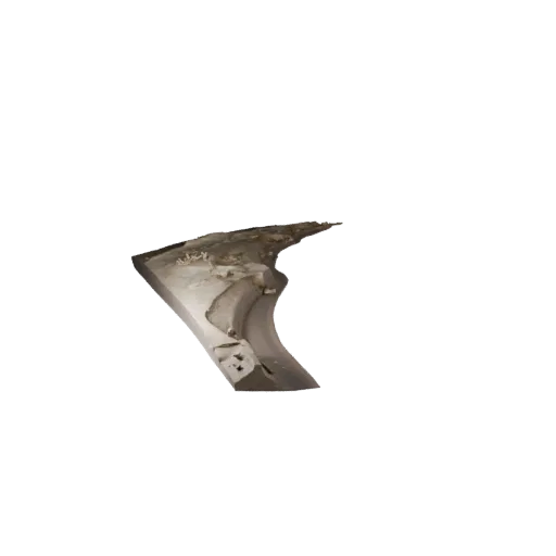 Высокополигональная 3D-модель модуля береговой линии пруда, кинематографический рендер крупным планом, показывающий мокрый ка
