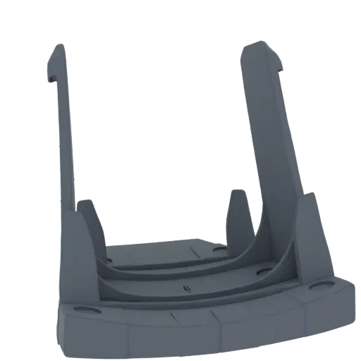 3D-модель современной минималистичной серой настольной подставки для организации электронных устройств.