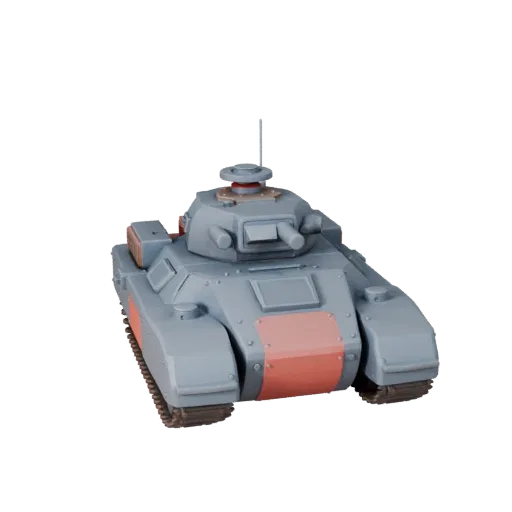 3D-модель мультяшного военного корабля, вид в студии с трех четвертей, стилизованный актив транспортного средства с массивной