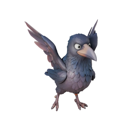 Мультяшный Ворон 3D Модель - Стилизованный Ассет для Анимации | Бесплатно