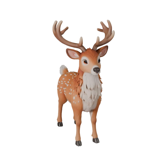 Мультяшный олень 3D модель - Стилизованный ассет для анимации | Бесплатно
