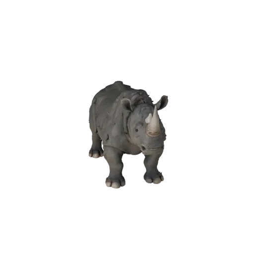 3D модель черного носорога, рендер дикой природы в профиль, готовый для Blender ассет животного с детализацией поверхности, р